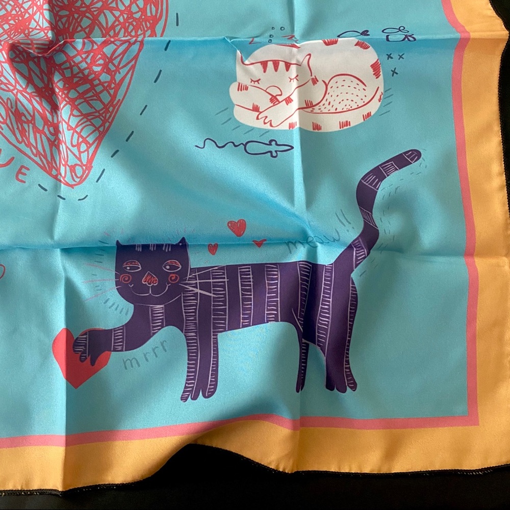 💕Last one Blue Cats Cat Silky Scarf - Picture 4 of 6
